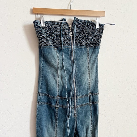 Vintage Y2K Jennifer Lopez Smocked Denim Jumpsuit - Picture 2 of 8